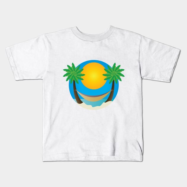 Hammock palm trees sun beach Kids T-Shirt by Insignis